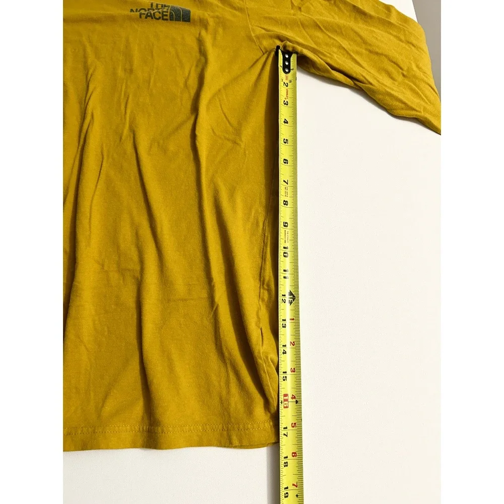 The North Face Men's Long Sleeve Graphic T-Shirt Mustard Yellow Large Logo Tee